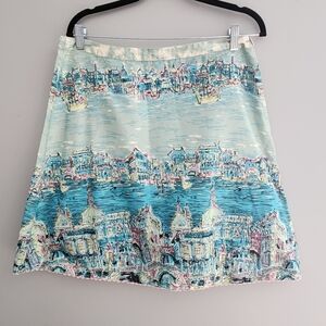 Vintage Anthropologie Elevenses Venice Italy Print A-Line Skirt Size 14 - Cotton